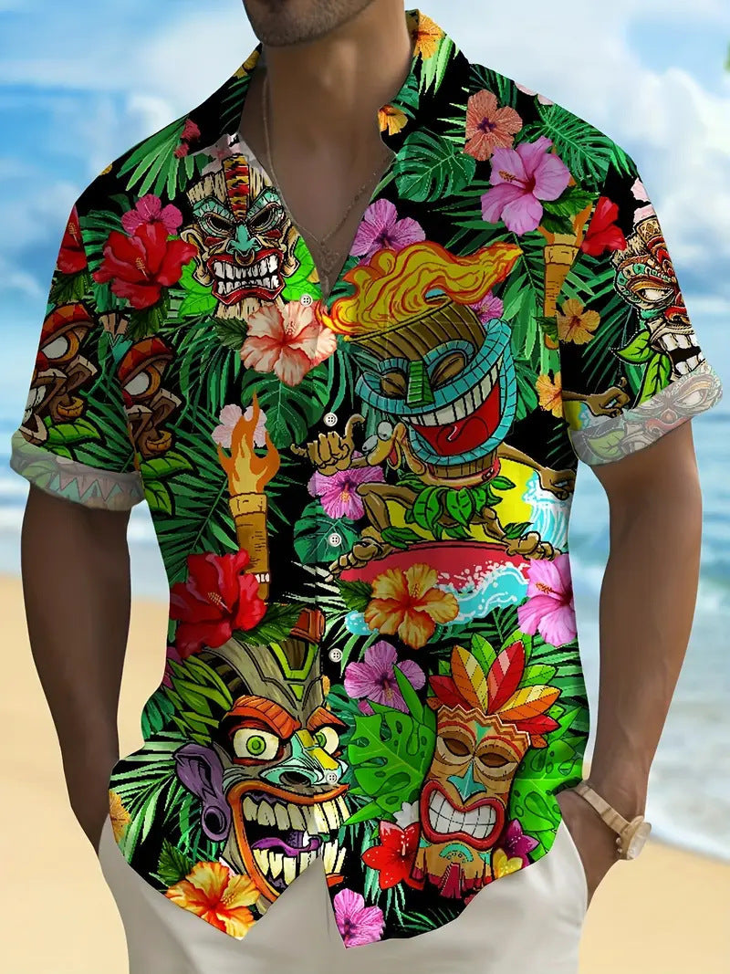 Cross-Border Trendy Cool Spring And Summer New Fashion Men'S Clothing Men'S Short-Sleeved Shirts Tops Cardigans Cross-Border Source Work