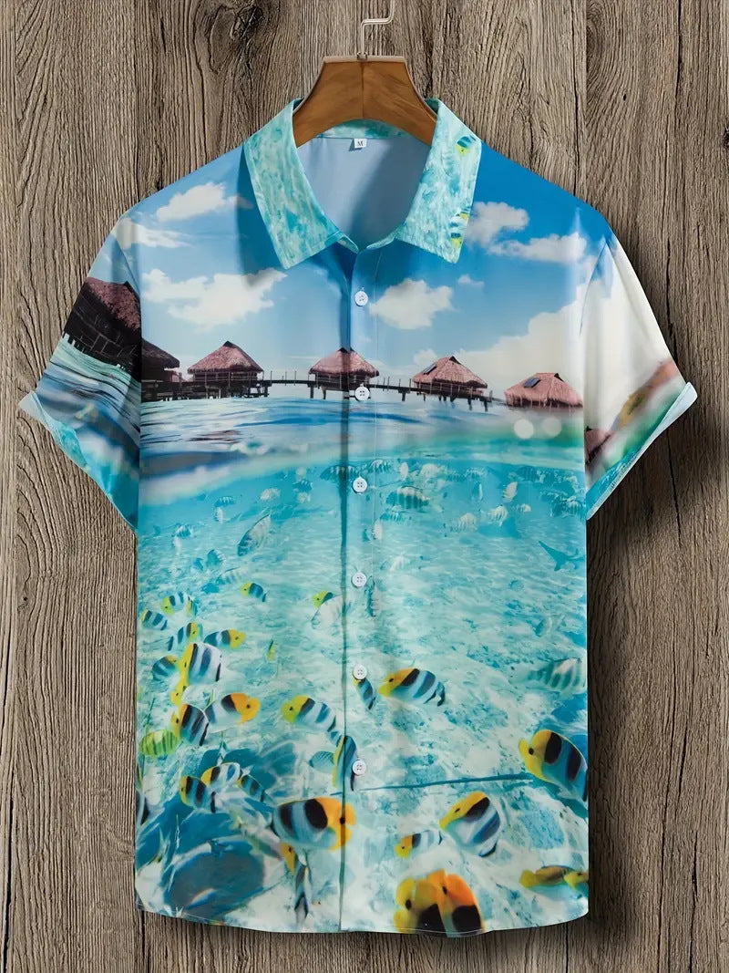 Cross-Border Trendy Cool Spring And Summer New Fashion Men'S Clothing Men'S Short-Sleeved Shirts Tops Cardigans Cross-Border Source Work