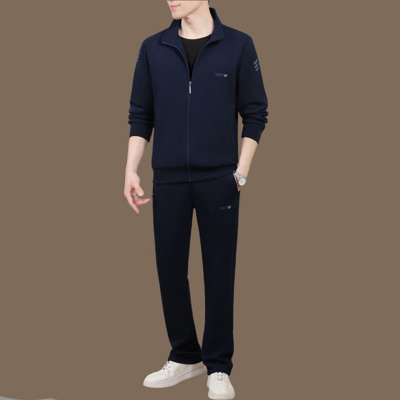 Middle-Aged And Elderly Men'S Sports Suits, Spring And Autumn Dad'S Casual Jackets, Thickened And Velvet Loose Sports Clothes