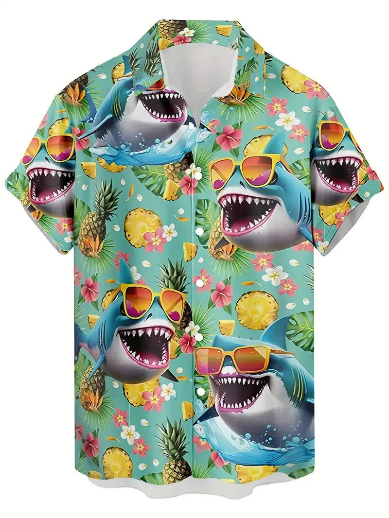 Cross-Border Trendy Cool Spring And Summer New Fashion Men'S Clothing Men'S Short-Sleeved Shirts Tops Cardigans Cross-Border Source Work