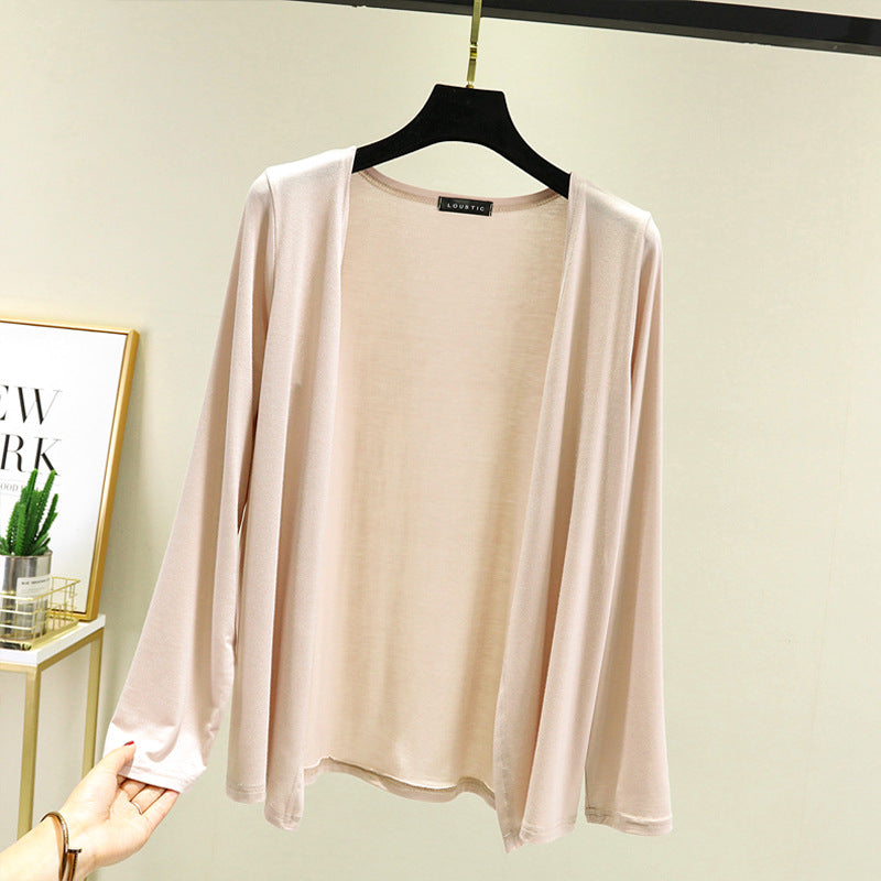 Summer Sun Protection Clothing Women'S Modal Jacket 2023 New Style Outer Style Beach Breathable Anti-Uv Shoulder Cardigan