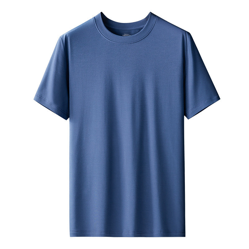 60 Count Double-Sided Modal Spring And Summer Men'S Short-Sleeved T-Shirts Solid Color Tops Round Neck Can Be Worn Outside The Base Shirt In Stock