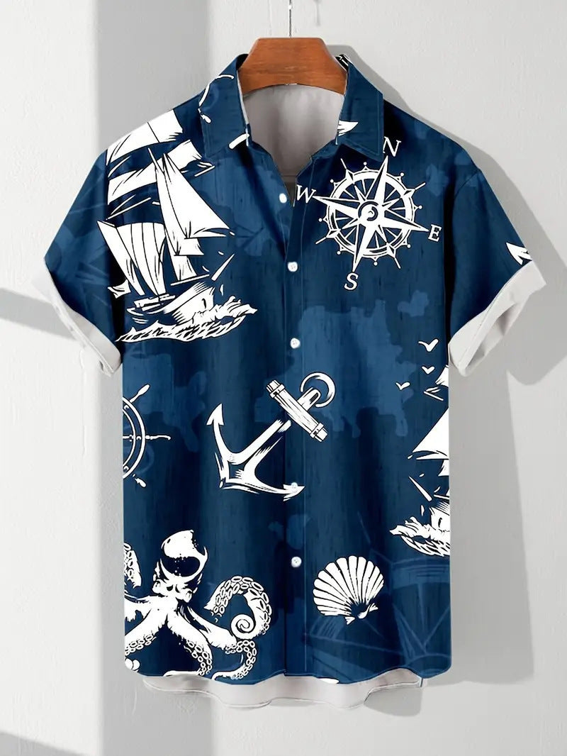 Cross-Border Trendy Cool Spring And Summer New Fashion Men'S Clothing Men'S Short-Sleeved Shirts Tops Cardigans Cross-Border Source Work