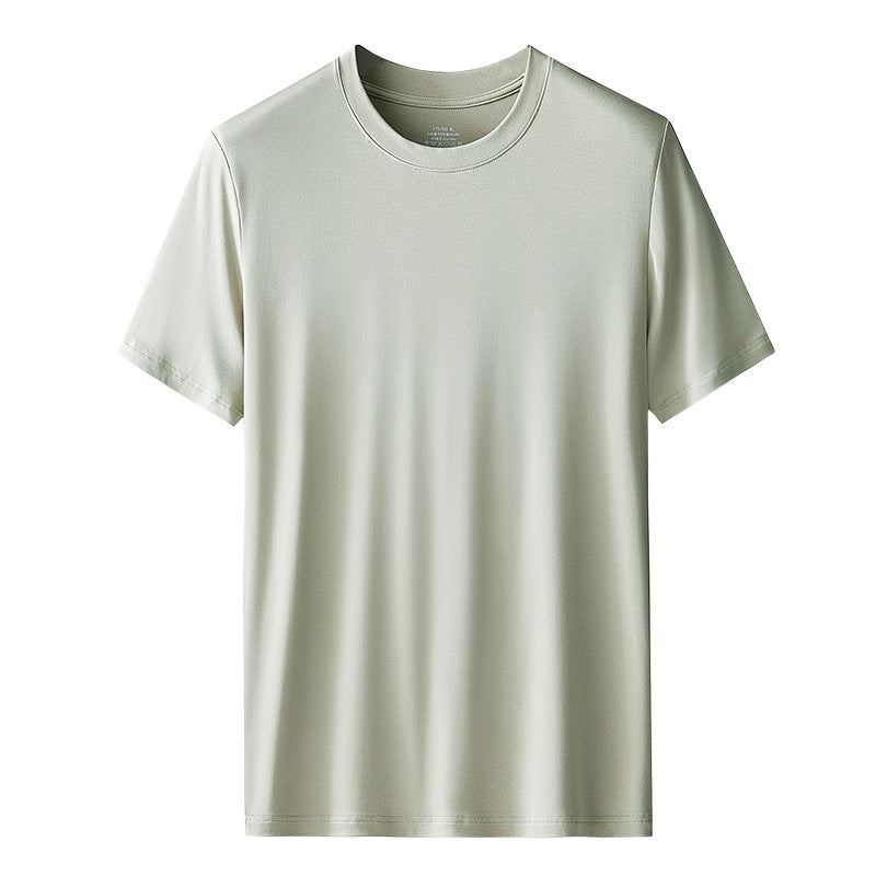 60 Count Double-Sided Modal Spring And Summer Men'S Short-Sleeved T-Shirts Solid Color Tops Round Neck Can Be Worn Outside The Base Shirt In Stock
