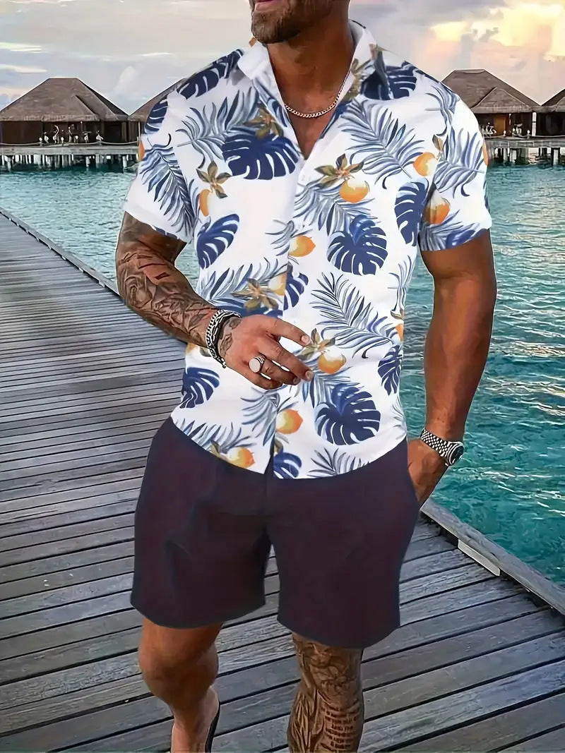 Cross-Border Trendy Cool Spring And Summer New Fashion Men'S Clothing Men'S Short-Sleeved Shirts Tops Cardigans Cross-Border Source Work