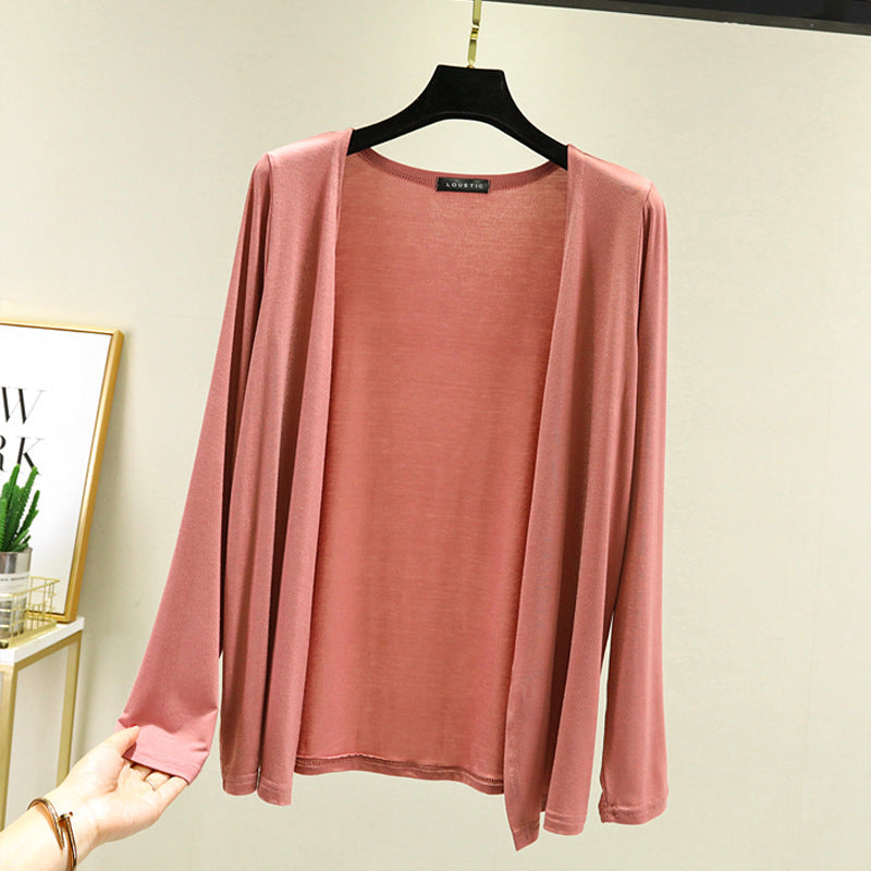 Summer Sun Protection Clothing Women'S Modal Jacket 2023 New Style Outer Style Beach Breathable Anti-Uv Shoulder Cardigan