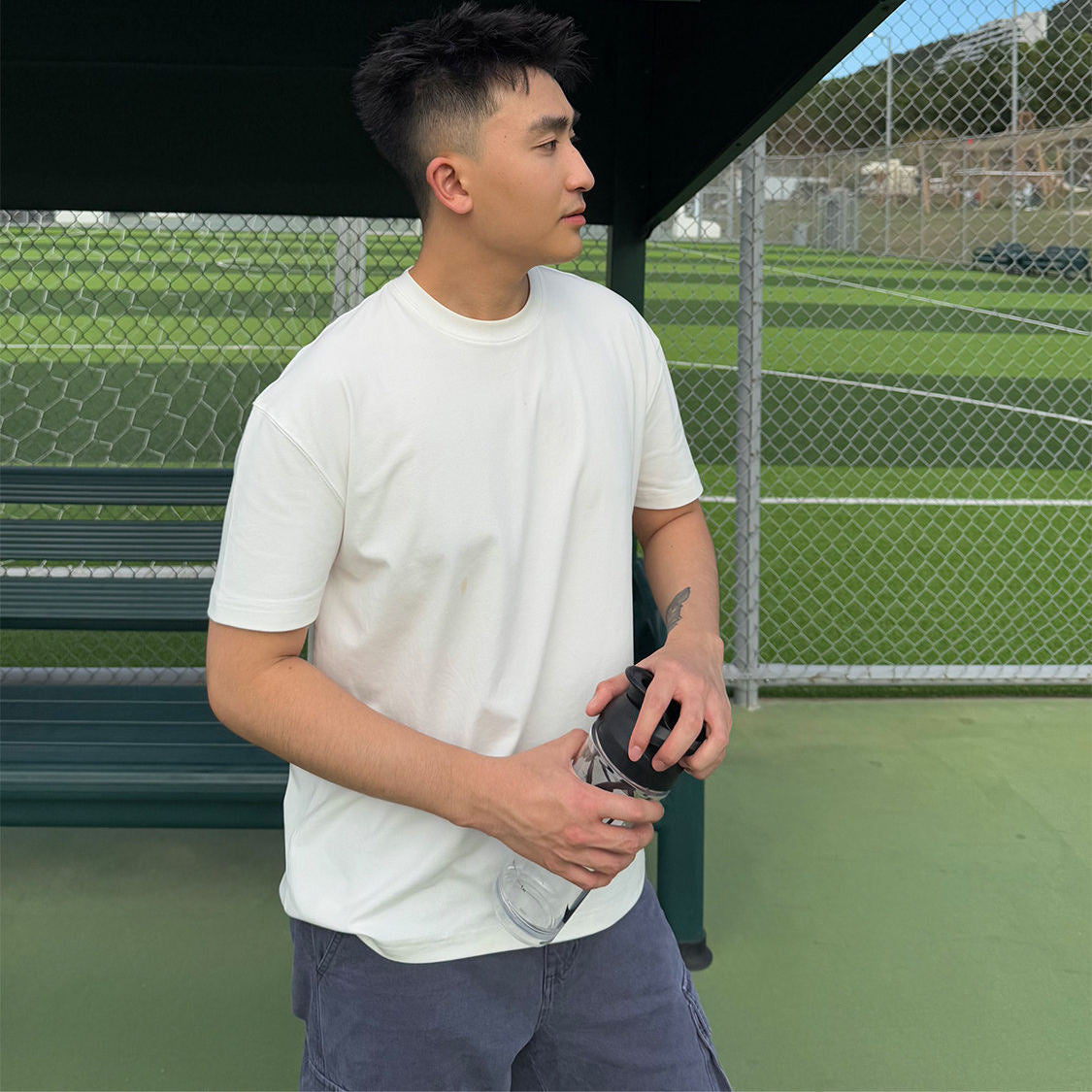 American 600G Heavyweight Right Shoulder Short-Sleeved T-Shirt Men'S Summer Small Neckline Men'S And Women'S Japanese Pure Cotton Short-Sleeved Can Be Diy Made