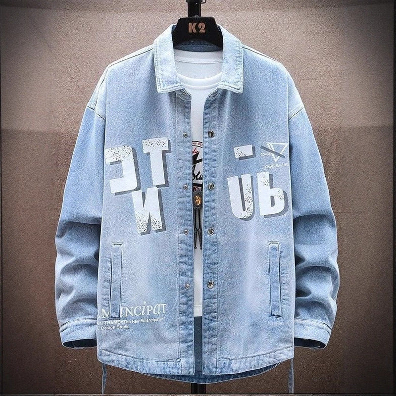 Spring And Autumn Denim Shirts Men'S 2025 New Teenagers High School Junior High School Student Shirts Trendy Brand Casual Jackets