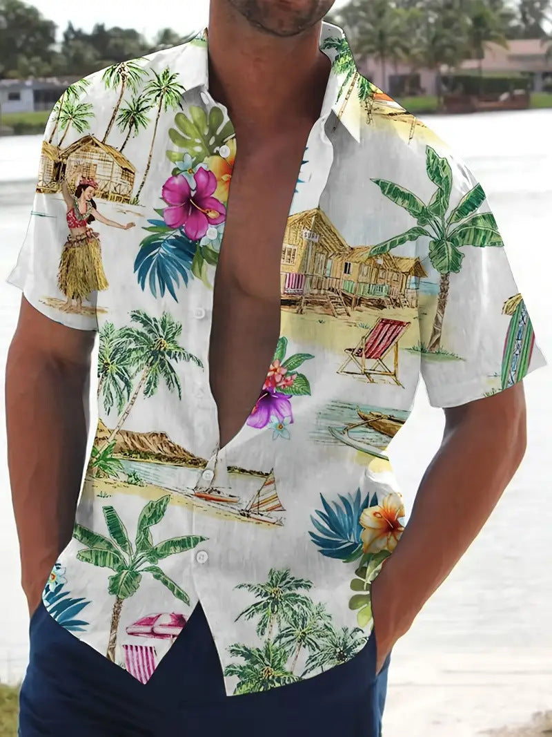 Cross-Border Trendy Cool Spring And Summer New Fashion Men'S Clothing Men'S Short-Sleeved Shirts Tops Cardigans Cross-Border Source Work