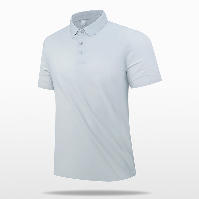 Polo Shirt Men'S Business Icy T-Shirt Men'S Lapel Seamless Taped Loose Half-Sleeved Top Trendy Short-Sleeved Men'S Quick-Drying
