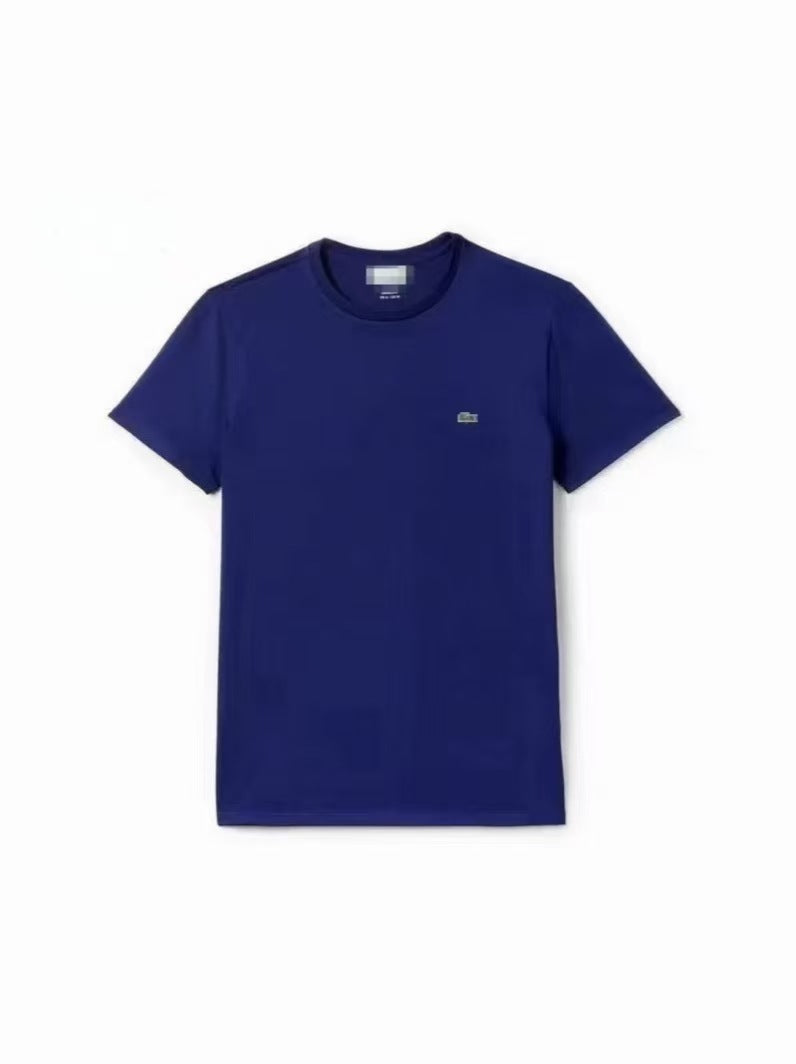 2026 Cross-Border Foreign Trade Summer Men'S Short-Sleeved Pure Cotton Embroidered Fish Logo T-Shirt Round Neck Loose Style Casual And Versatile