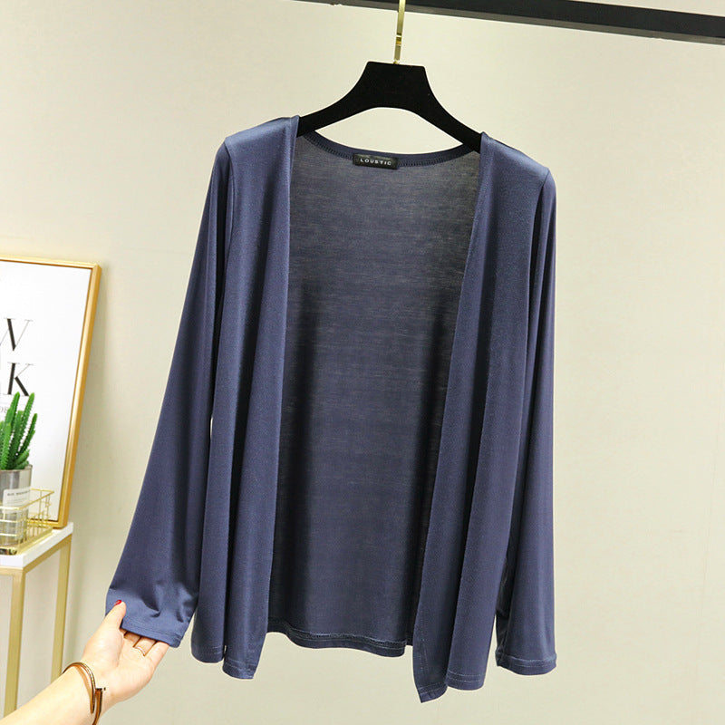 Summer Sun Protection Clothing Women'S Modal Jacket 2023 New Style Outer Style Beach Breathable Anti-Uv Shoulder Cardigan