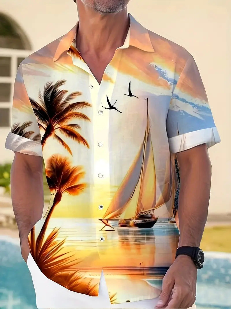 Cross-Border Trendy Cool Spring And Summer New Fashion Men'S Clothing Men'S Short-Sleeved Shirts Tops Cardigans Cross-Border Source Work