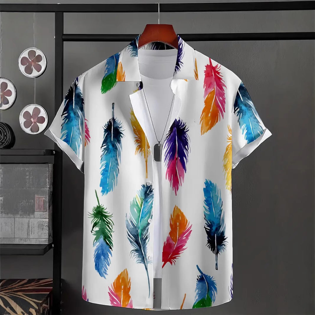 Cross-Border Trendy Cool Spring And Summer New Fashion Men'S Clothing Men'S Short-Sleeved Shirts Tops Cardigans Cross-Border Source Work