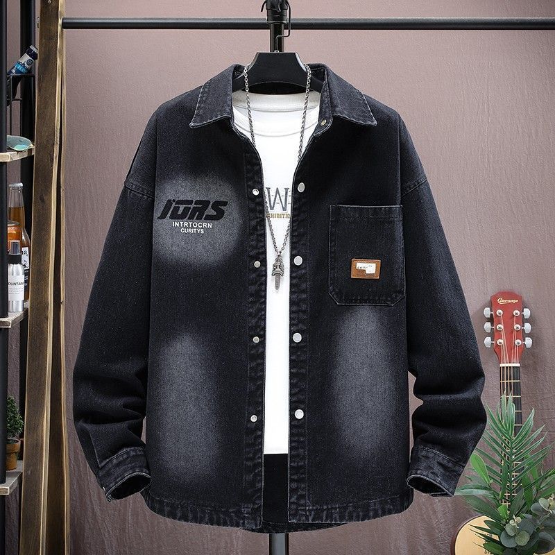 Spring And Autumn Denim Shirts Men'S 2025 New Teenagers High School Junior High School Student Shirts Trendy Brand Casual Jackets