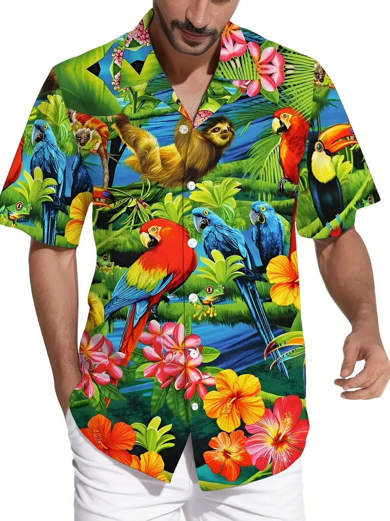 Cross-Border Trendy Cool Spring And Summer New Fashion Men'S Clothing Men'S Short-Sleeved Shirts Tops Cardigans Cross-Border Source Work