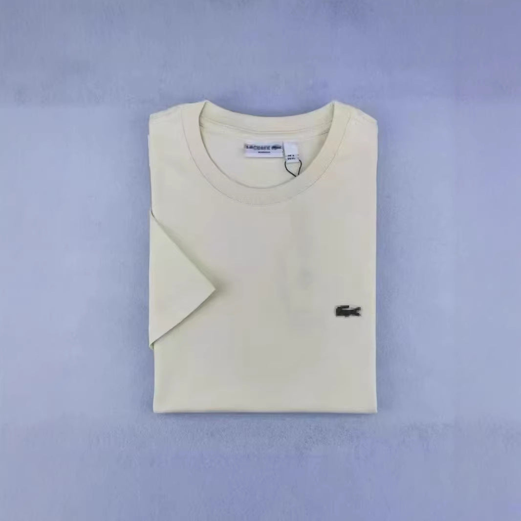 2026 Cross-Border Foreign Trade Summer Men'S Short-Sleeved Pure Cotton Embroidered Fish Logo T-Shirt Round Neck Loose Style Casual And Versatile