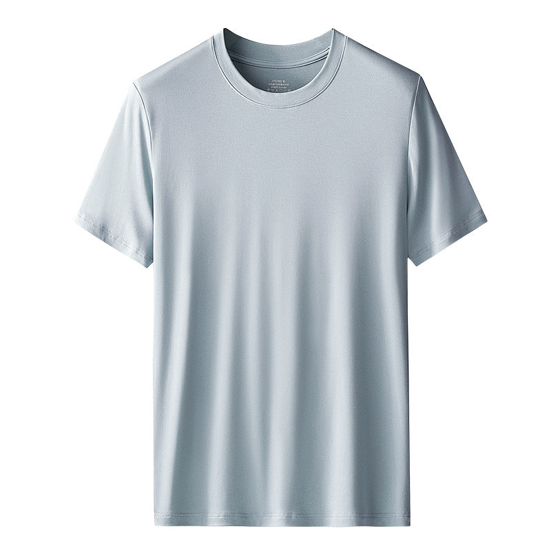 60 Count Double-Sided Modal Spring And Summer Men'S Short-Sleeved T-Shirts Solid Color Tops Round Neck Can Be Worn Outside The Base Shirt In Stock