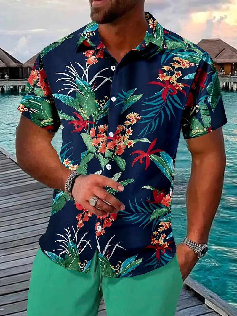 Cross-Border Trendy Cool Spring And Summer New Fashion Men'S Clothing Men'S Short-Sleeved Shirts Tops Cardigans Cross-Border Source Work