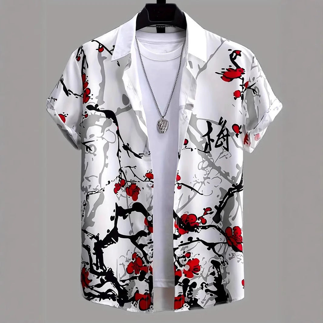 Cross-Border Trendy Cool Spring And Summer New Fashion Men'S Clothing Men'S Short-Sleeved Shirts Tops Cardigans Cross-Border Source Work