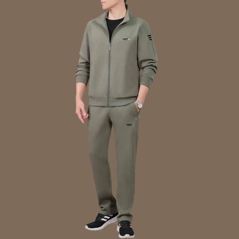 Middle-Aged And Elderly Men'S Sports Suits, Spring And Autumn Dad'S Casual Jackets, Thickened And Velvet Loose Sports Clothes