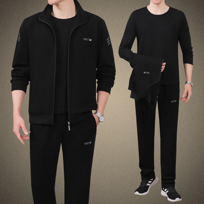 Middle-Aged And Elderly Men'S Sports Suits, Spring And Autumn Dad'S Casual Jackets, Thickened And Velvet Loose Sports Clothes