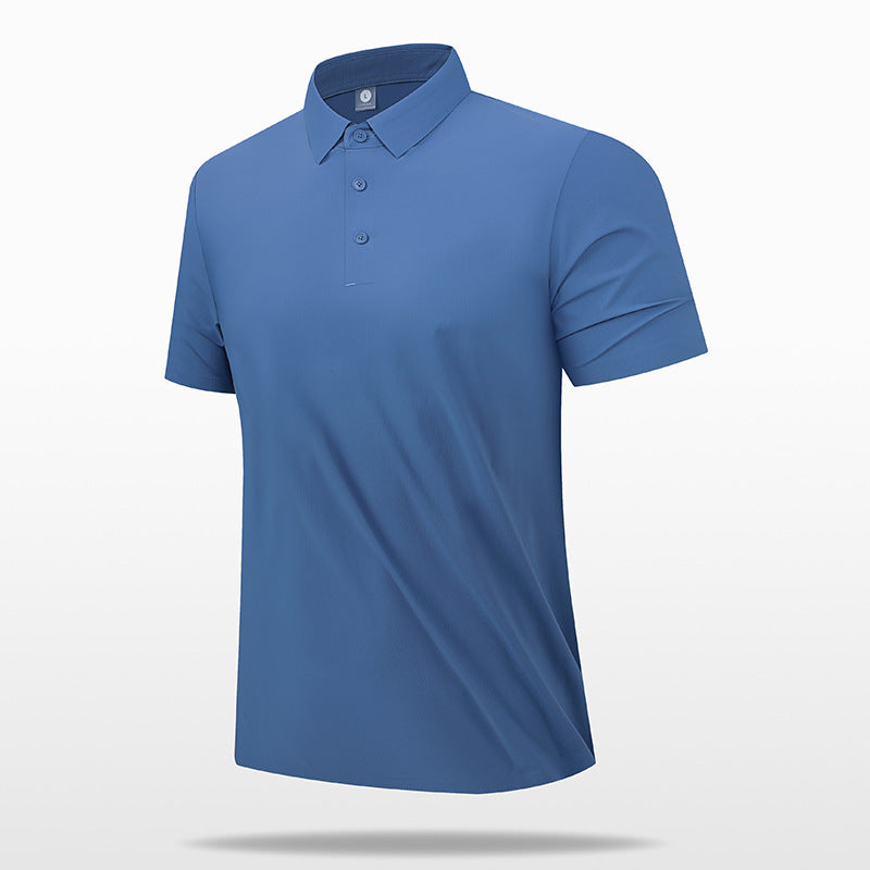 Polo Shirt Men'S Business Icy T-Shirt Men'S Lapel Seamless Taped Loose Half-Sleeved Top Trendy Short-Sleeved Men'S Quick-Drying