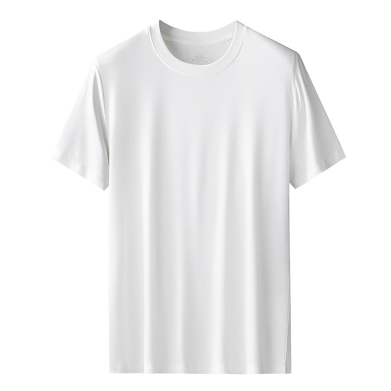 60 Count Double-Sided Modal Spring And Summer Men'S Short-Sleeved T-Shirts Solid Color Tops Round Neck Can Be Worn Outside The Base Shirt In Stock