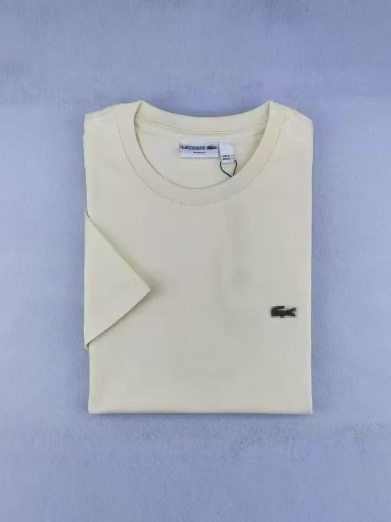 2026 Cross-Border Foreign Trade Summer Men'S Short-Sleeved Pure Cotton Embroidered Fish Logo T-Shirt Round Neck Loose Style Casual And Versatile