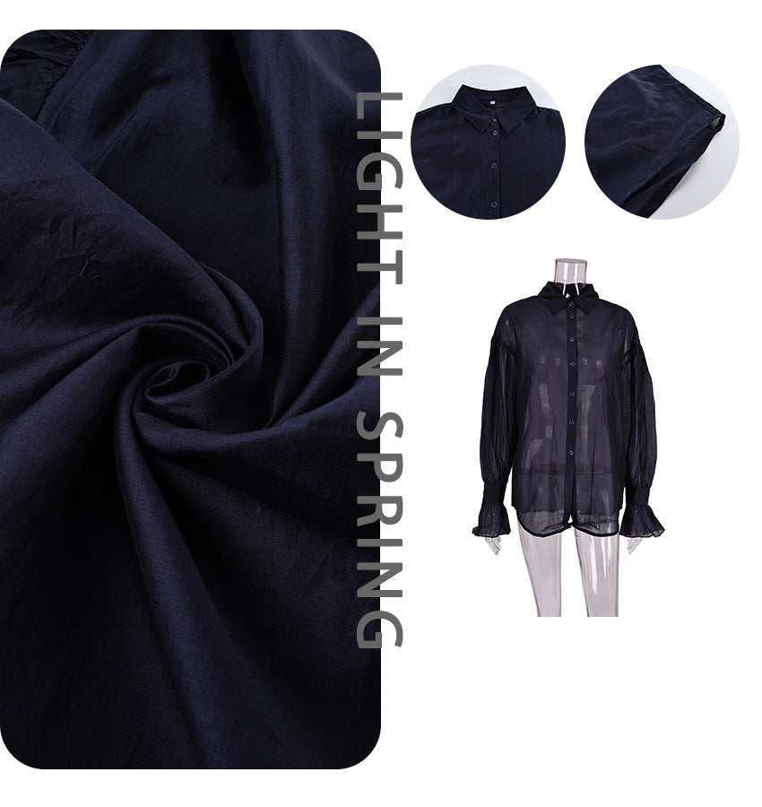 2025 New Autumn See-Through Long-Sleeved Shirts For Women With Design Sense, Personality, Fashionable Temperament, Casual European And American Commuting Shirts