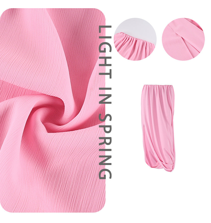 2026 New Style Elegant Chiffon Long Skirt, Design, Temperament, Fashionable Drape Long Skirt, Cross-Border Commuting Skirt