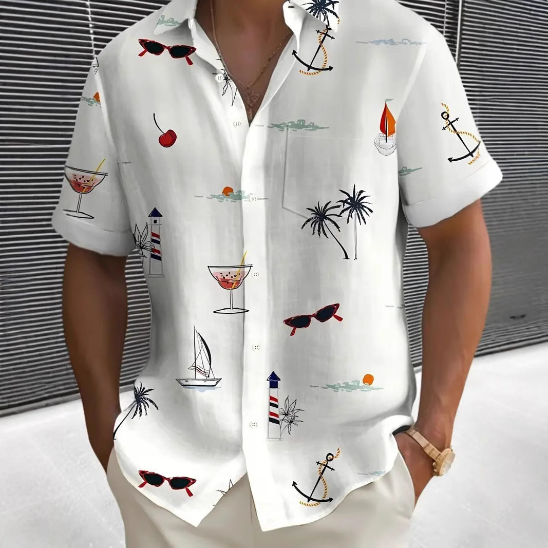 Cross-Border Trendy Cool Spring And Summer New Fashion Men'S Clothing Men'S Short-Sleeved Shirts Tops Cardigans Cross-Border Source Work