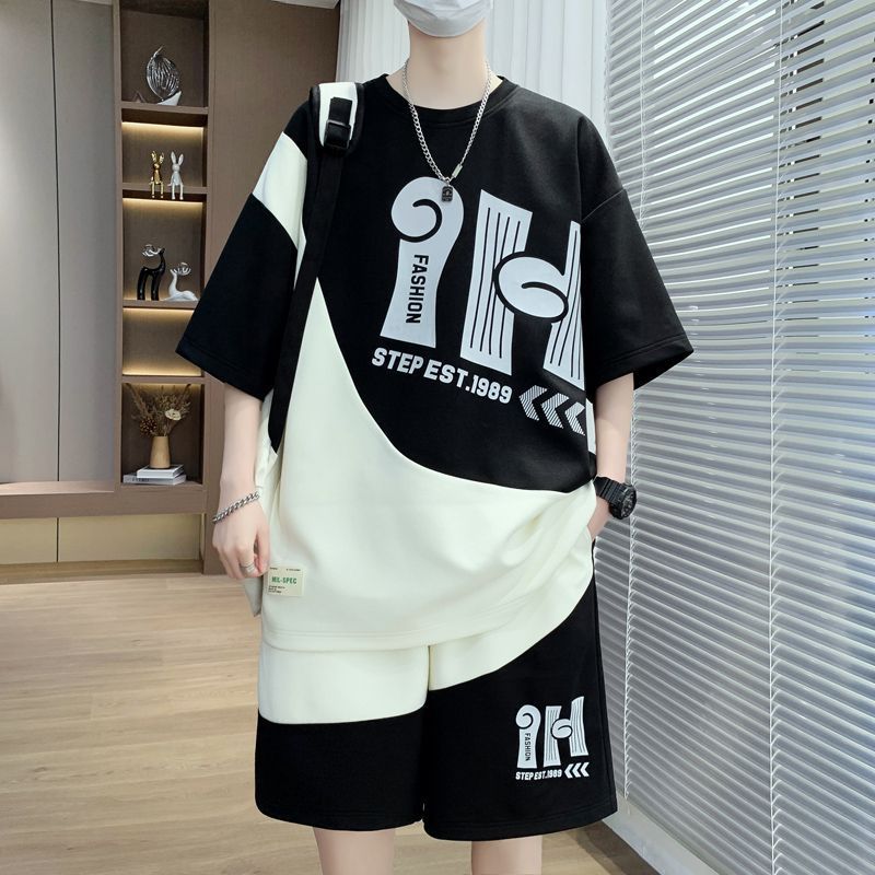 Cross-Border Summer New Men'S Short-Sleeved Shorts Suit, Fashionable And Versatile Men'S Suit, Youth Sports Suit, Trendy