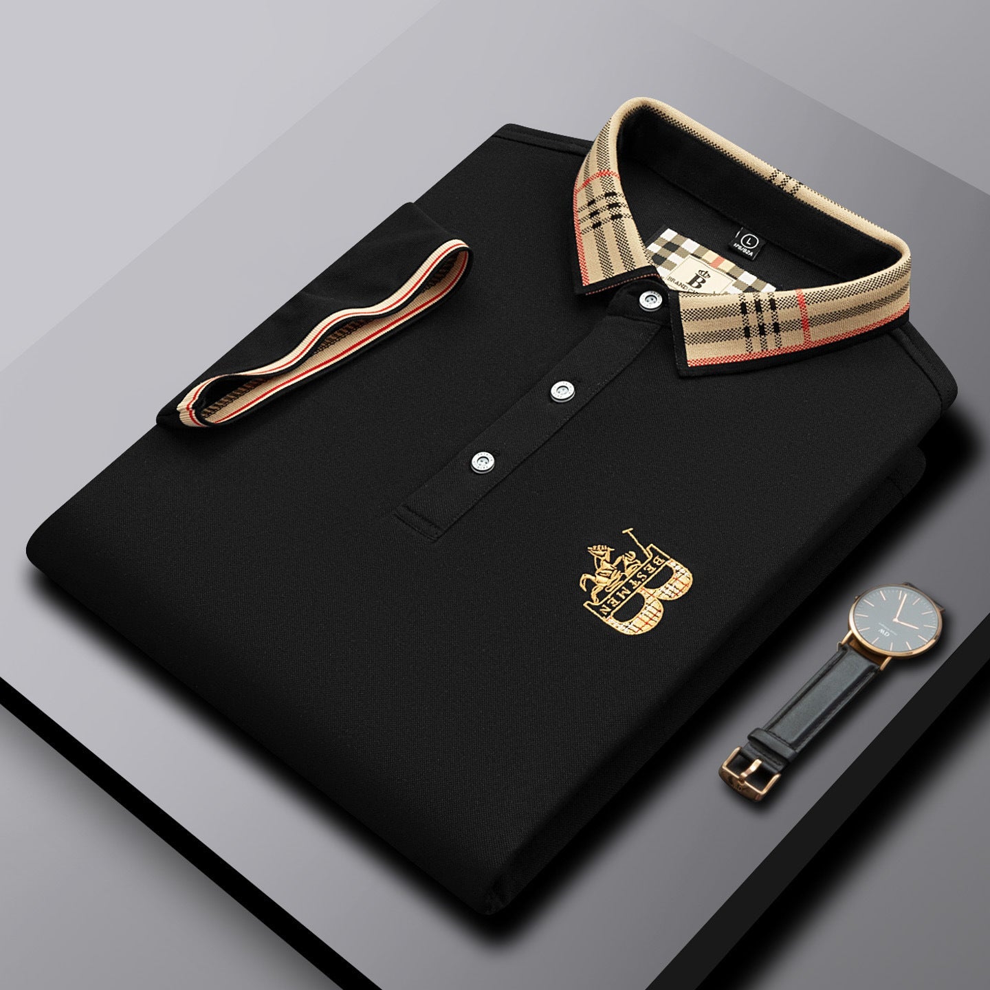 Alihu Men'S Summer New Style Paul Brand Loose Embroidered Short-Sleeved T-Shirt Men'S T Business Lapel Men'S Polo Shirt