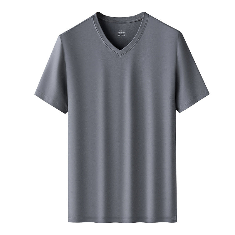 60 Count Double-Sided Modal Spring And Summer Men'S Short-Sleeved T-Shirts Solid Color Tops Round Neck Can Be Worn Outside The Base Shirt In Stock