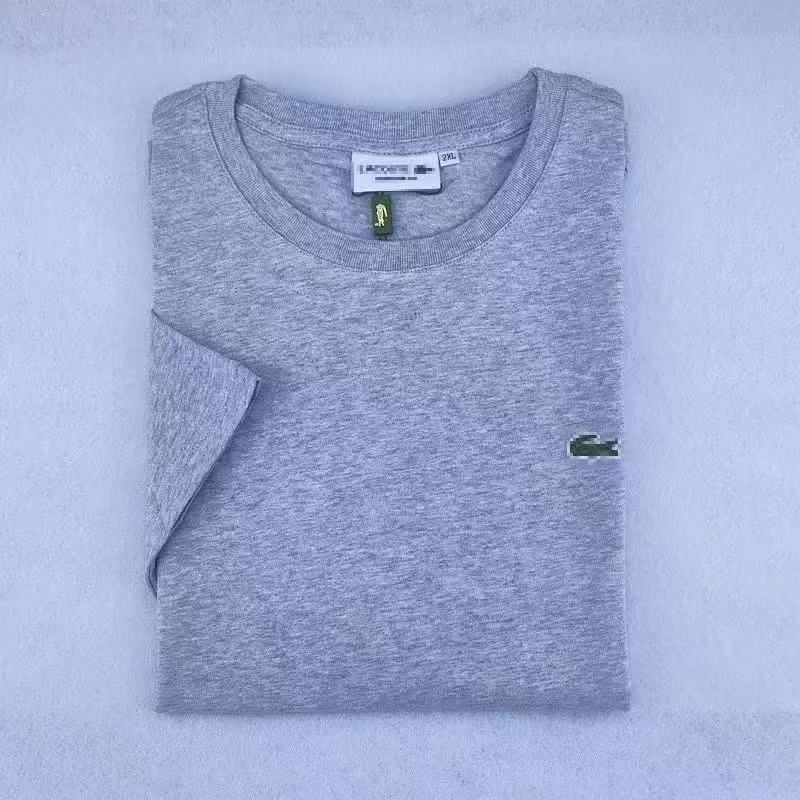 2026 Cross-Border Foreign Trade Summer Men'S Short-Sleeved Pure Cotton Embroidered Fish Logo T-Shirt Round Neck Loose Style Casual And Versatile