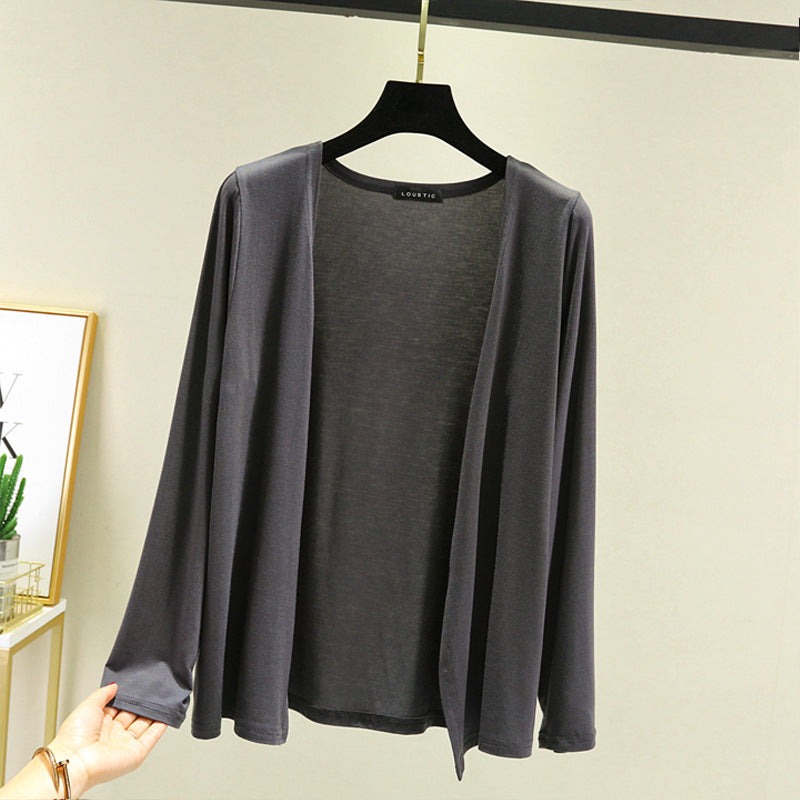 Summer Sun Protection Clothing Women'S Modal Jacket 2023 New Style Outer Style Beach Breathable Anti-Uv Shoulder Cardigan