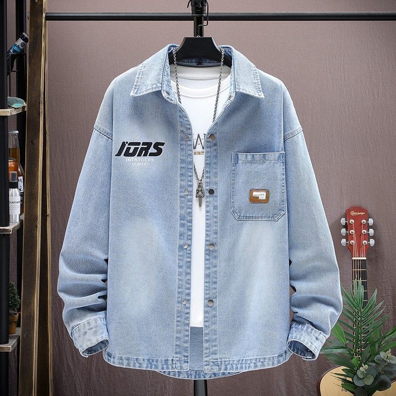 Spring And Autumn Denim Shirts Men'S 2025 New Teenagers High School Junior High School Student Shirts Trendy Brand Casual Jackets