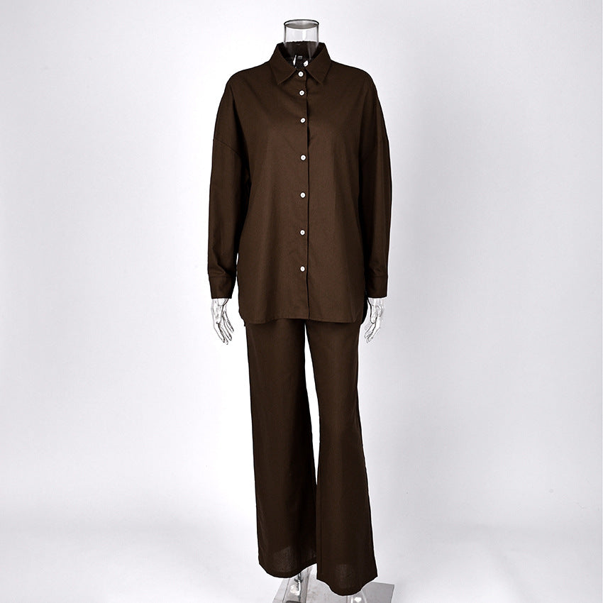 Spring And Summer New Temperament Commuter Fashion Casual Suit Cross-Border European And American Long-Sleeved Cardigan Top Women'S Straight Pants