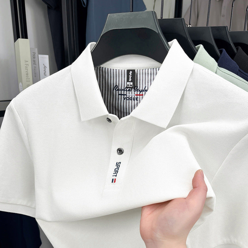 Pure Cotton Short-Sleeved Polo Shirt Men'S Lapel T-Shirt Embroidered Solid Color Business New T-Shirt Bottoming Shirt Men'S Top