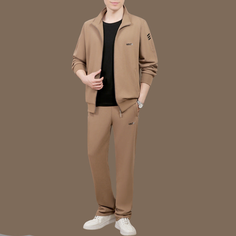 Middle-Aged And Elderly Men'S Sports Suits, Spring And Autumn Dad'S Casual Jackets, Thickened And Velvet Loose Sports Clothes