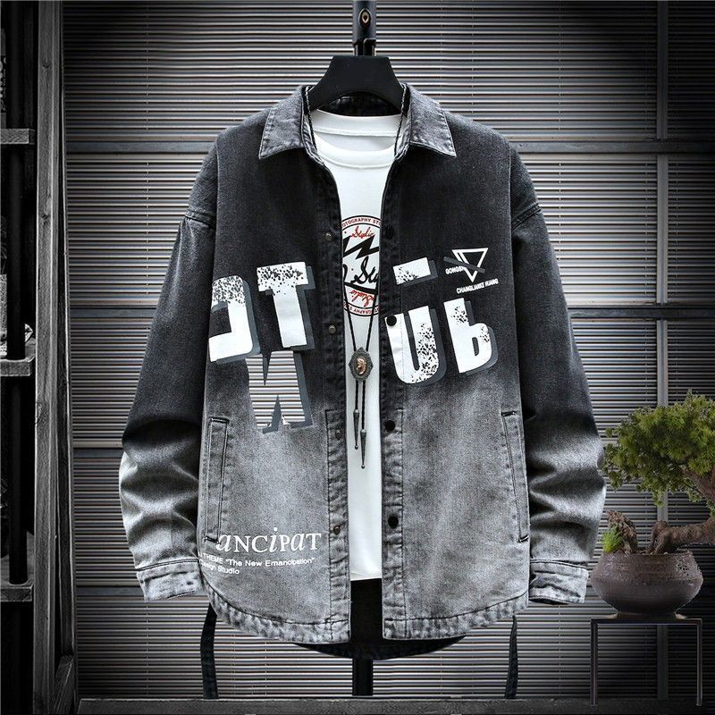 Spring And Autumn Denim Shirts Men'S 2025 New Teenagers High School Junior High School Student Shirts Trendy Brand Casual Jackets
