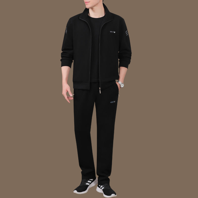 Middle-Aged And Elderly Men'S Sports Suits, Spring And Autumn Dad'S Casual Jackets, Thickened And Velvet Loose Sports Clothes