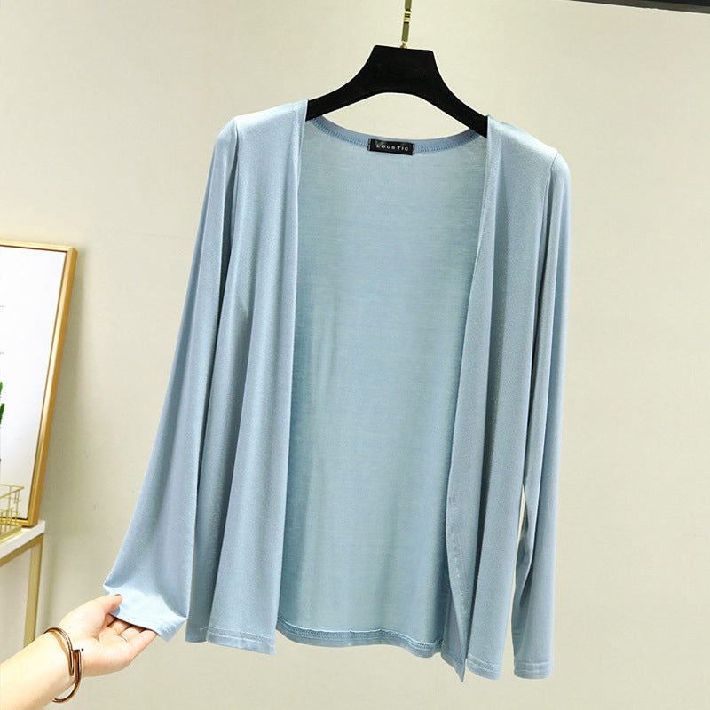 Summer Sun Protection Clothing Women'S Modal Jacket 2023 New Style Outer Style Beach Breathable Anti-Uv Shoulder Cardigan