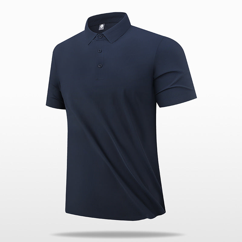 Polo Shirt Men'S Business Icy T-Shirt Men'S Lapel Seamless Taped Loose Half-Sleeved Top Trendy Short-Sleeved Men'S Quick-Drying