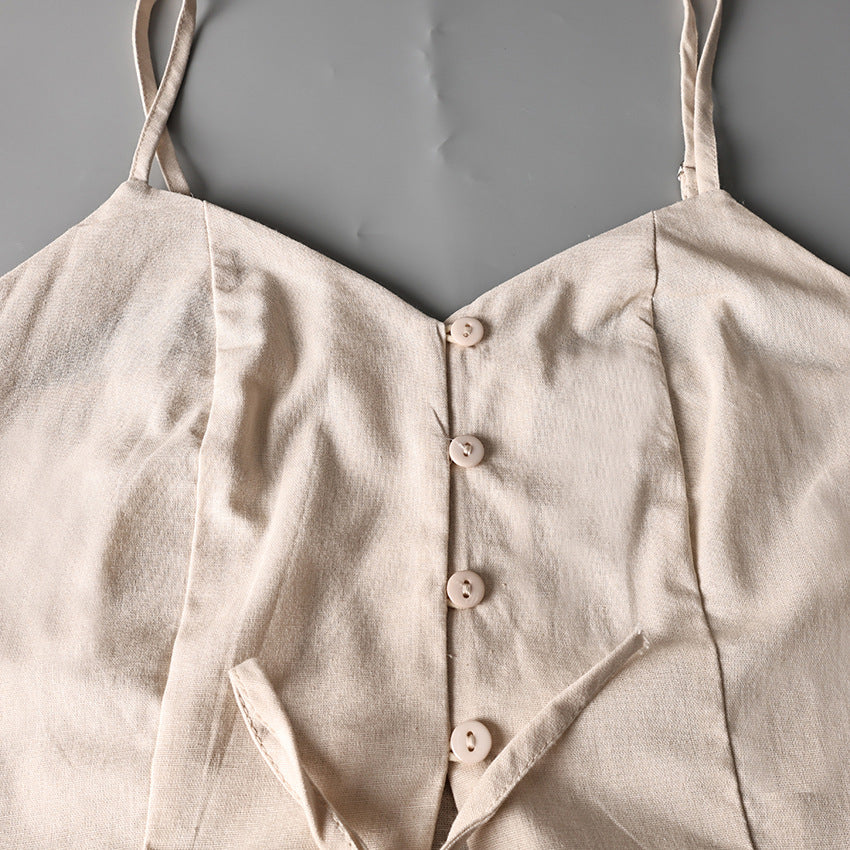 New Summer Fashion Camisole High-Waisted Wide-Leg Trousers Two-Piece Set With Design, Temperament And Commuting French Style