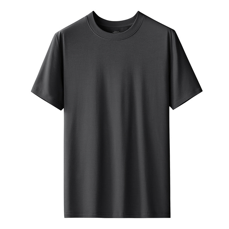 60 Count Double-Sided Modal Spring And Summer Men'S Short-Sleeved T-Shirts Solid Color Tops Round Neck Can Be Worn Outside The Base Shirt In Stock
