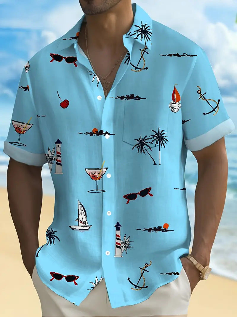 Cross-Border Trendy Cool Spring And Summer New Fashion Men'S Clothing Men'S Short-Sleeved Shirts Tops Cardigans Cross-Border Source Work