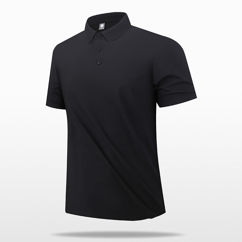 Polo Shirt Men'S Business Icy T-Shirt Men'S Lapel Seamless Taped Loose Half-Sleeved Top Trendy Short-Sleeved Men'S Quick-Drying