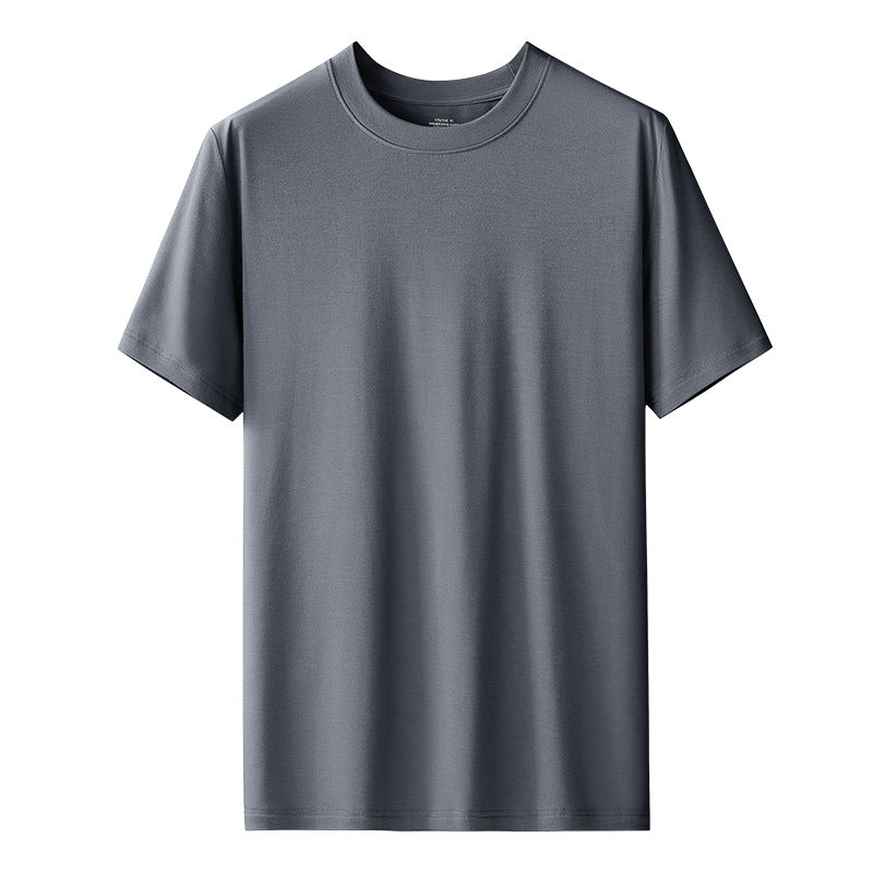 60 Count Double-Sided Modal Spring And Summer Men'S Short-Sleeved T-Shirts Solid Color Tops Round Neck Can Be Worn Outside The Base Shirt In Stock